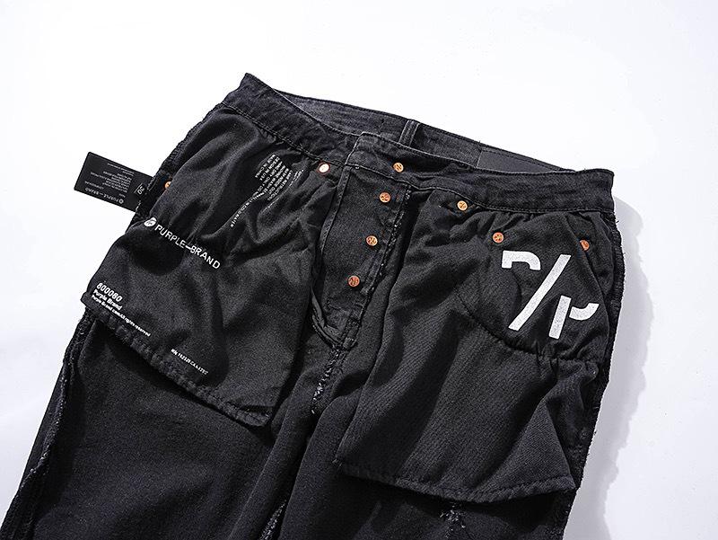 European and American Purple Slim Men's Trendy Light Luxury Elastic Jeans