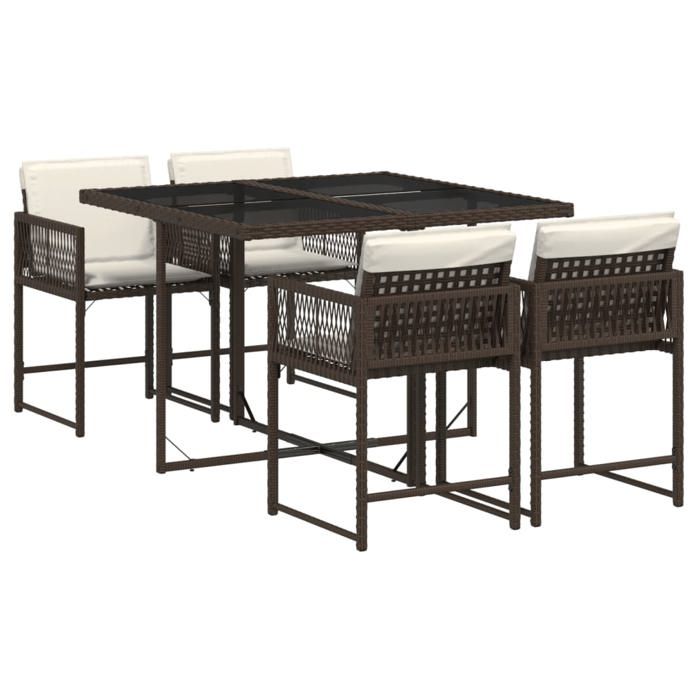 VidaXL Garden Dining Set with Cushions 5 Pcs, Table and Chairs with Folding Backrest, Outdoor Furniture Patio 3211437
