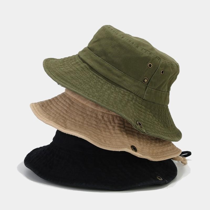 Breathable Cotton Bucket Hat For Outdoor Activity Foldable Sun Protective Unisex Design Fisherman Hat For Women Men