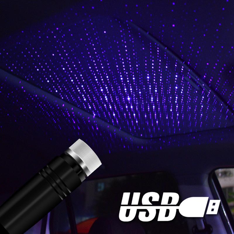 Romantic LED Car Roof Star Night Light Projector Atmosphere Galaxy Lamp USB Decorative Lamp Adjustable Car Interior Decor Light