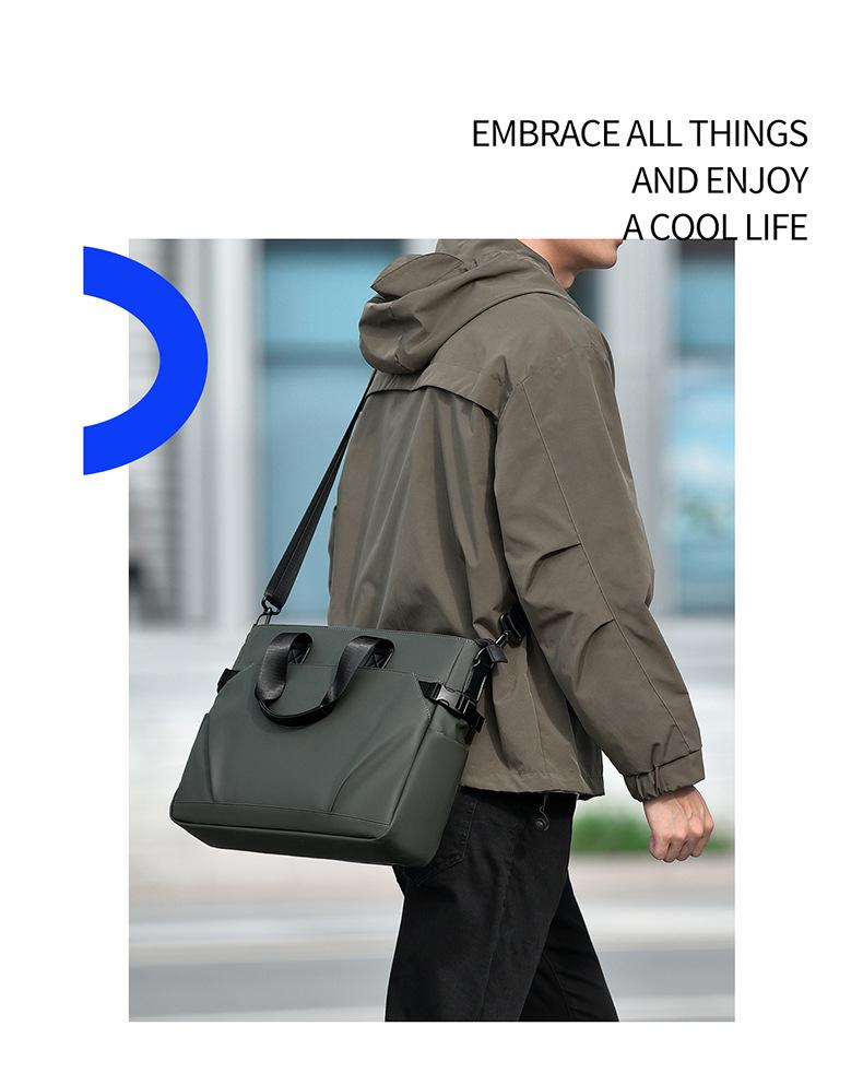 Men's Black Waterproof Oxford Briefcase – Large Capacity, Versatile Commuter Bag