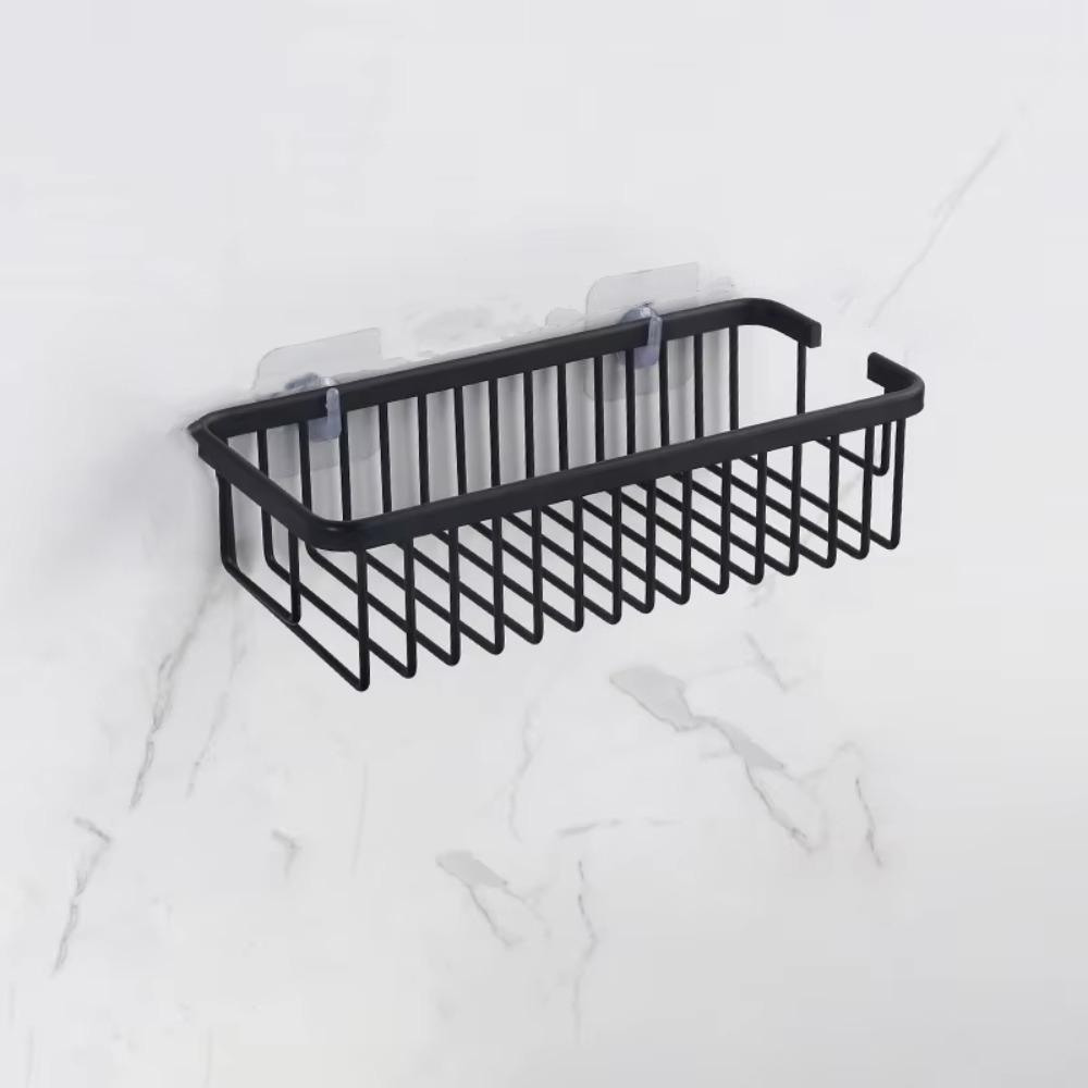 Wall Mounted Bathroom Storage Rack Black/White Kitchen Sponge Holder Cosmetics Storage Rack  Sink