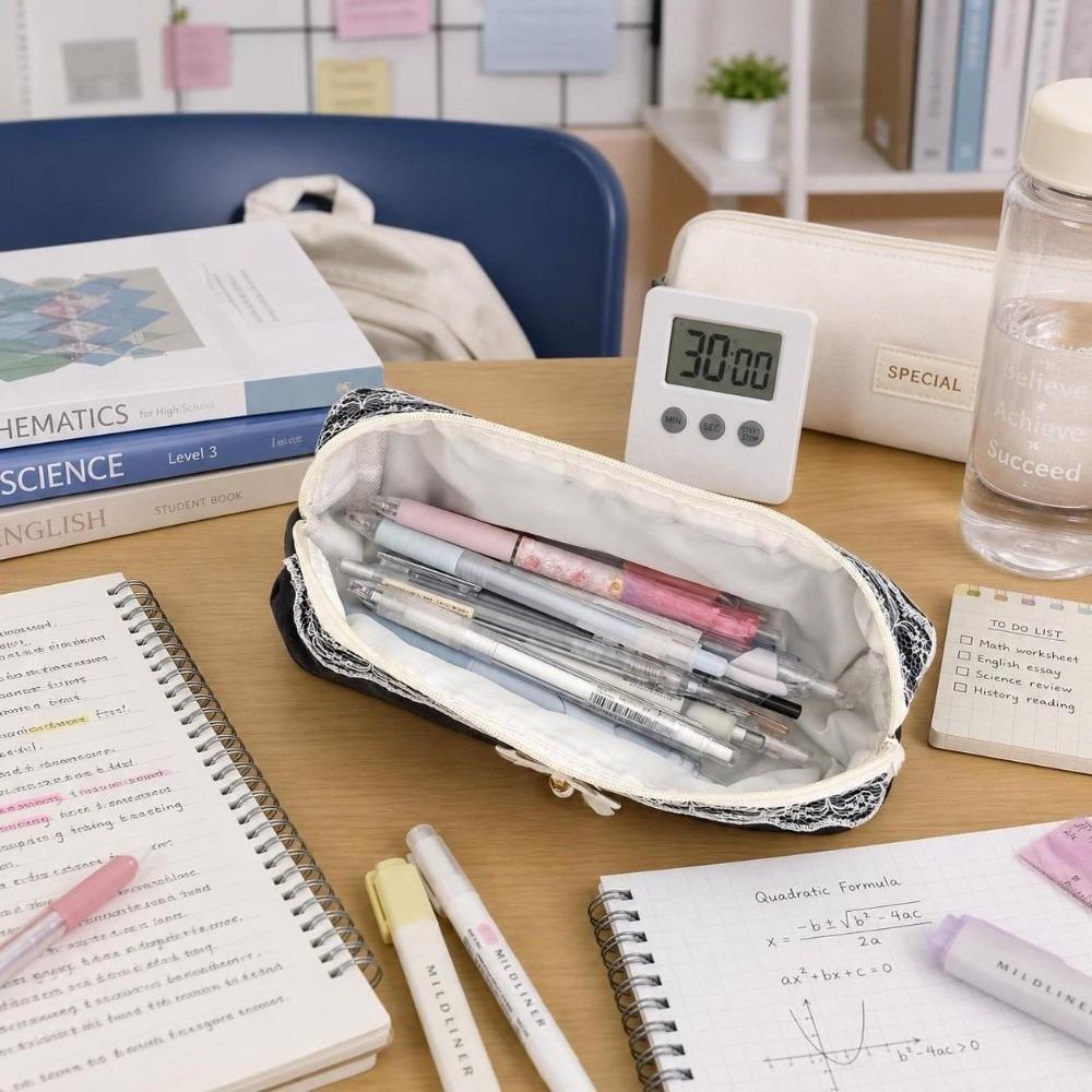 Black Pencilcase Bags Lace Stationery Storage Bag Cute Pencil Case  Organizer Pouch