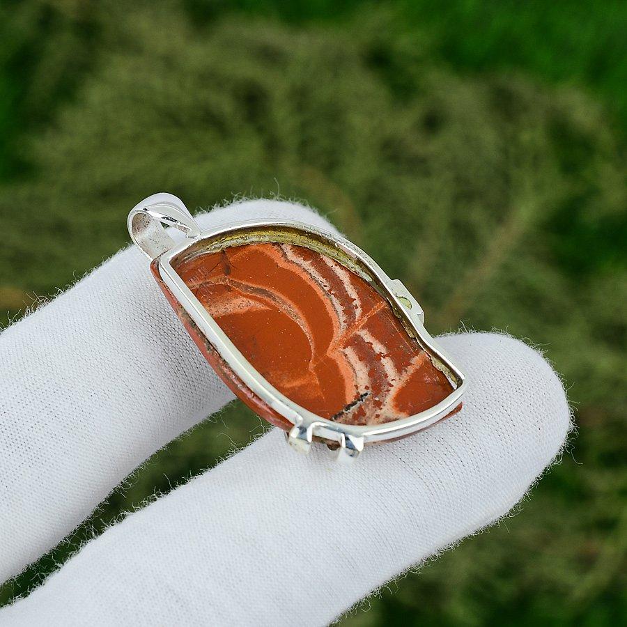 Sisters Day Sale Sterling Silver Red Snakeskin Jasper Stone Wife Pendant Jewelry