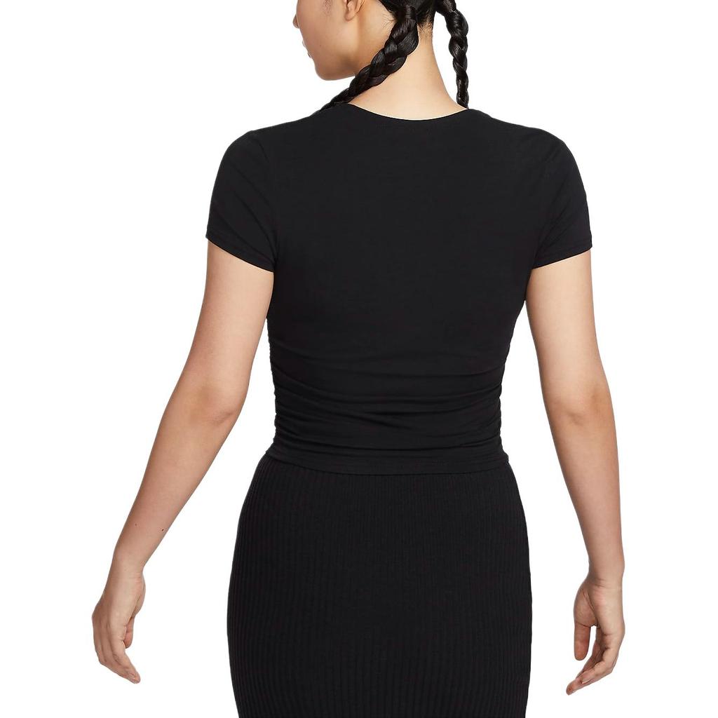 Nike Sportswear Chill Knit Solid Color Casual Comfortable Fitted Short Sleeve T-Shirt Women Tops Black FZ7991-010