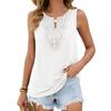 Spring Summer New Solid Color V-Neck Lace Trim Loose Sleeveless Vest T-Shirt Top for Amazon Cross-border Europe USA
