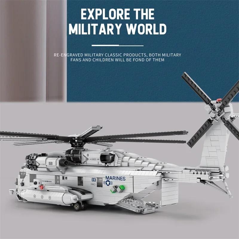 Elicottero da Trasporto CH-53E Blocchi da Costruzione Aereo dell'Esercito Modello di Caccia Militare Mattoncini da Assemblare Giocattoli Fai da Te per Bambini Regalo di Vacanza