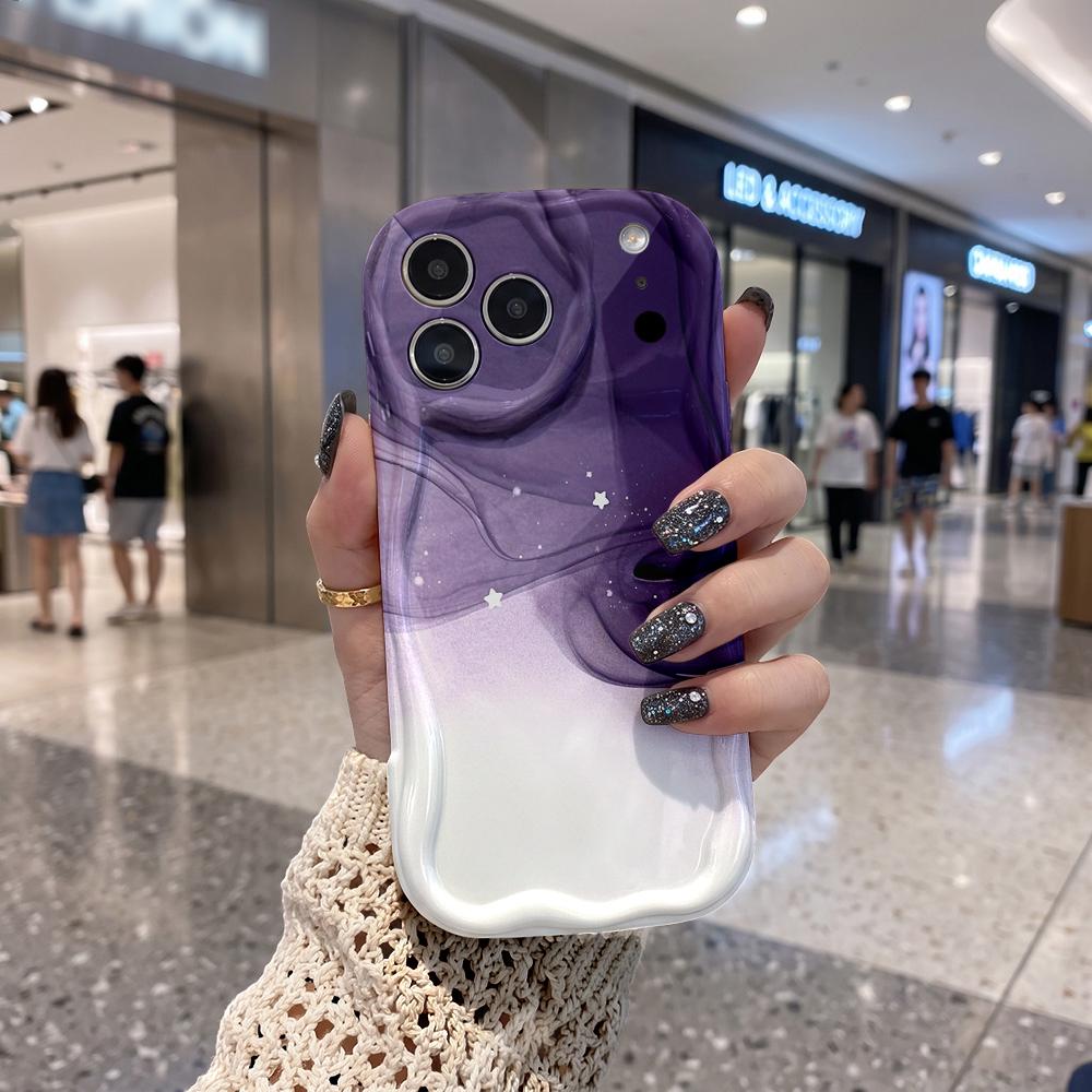 Ink Wash Nebula Star Gradient Wavy Edge Phone Case for iPhone 17 16 15 14 13 12 11 8 7 Plus Pro Max Galaxy Space