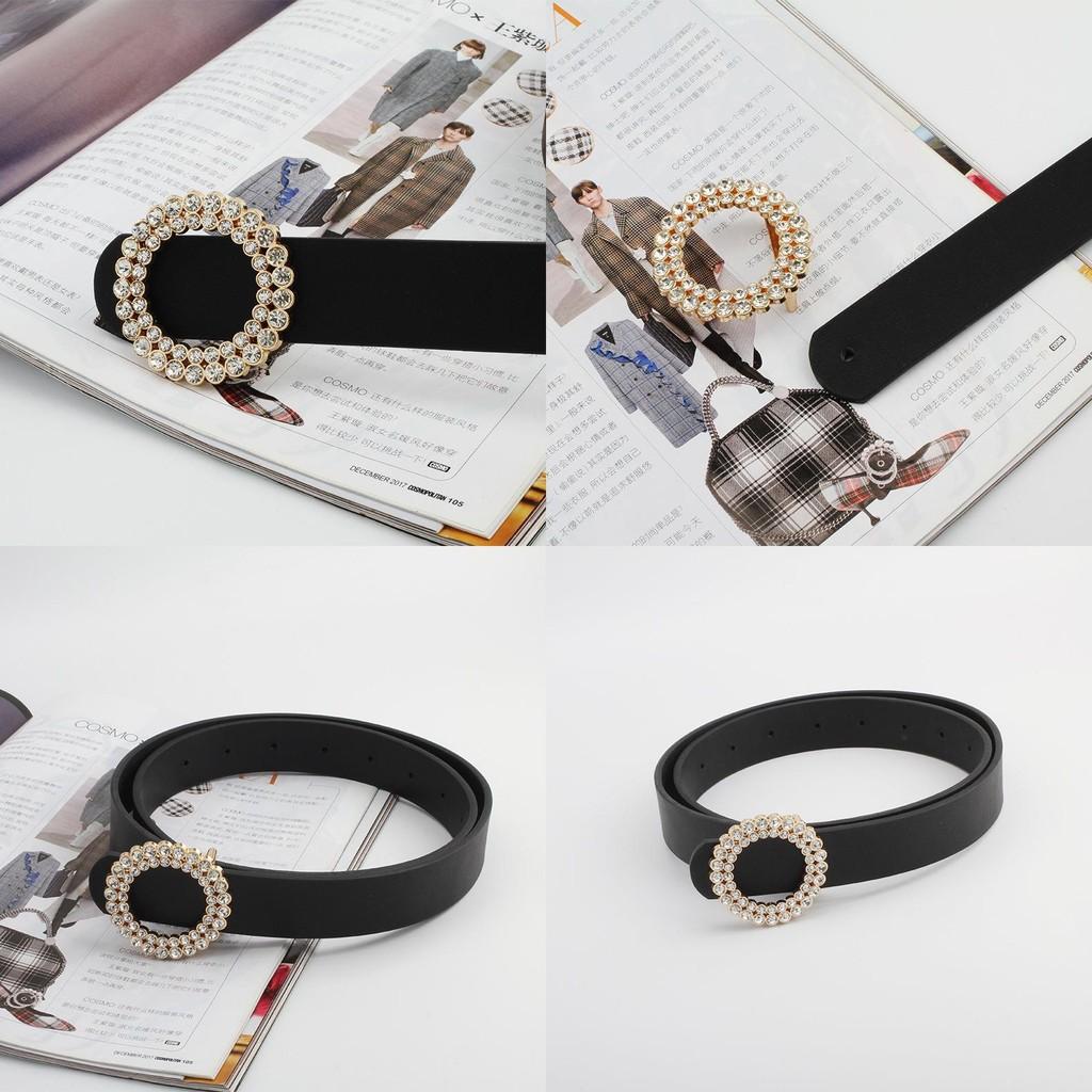 Waist Round Buckle Belt Womens Imitation Leather Material