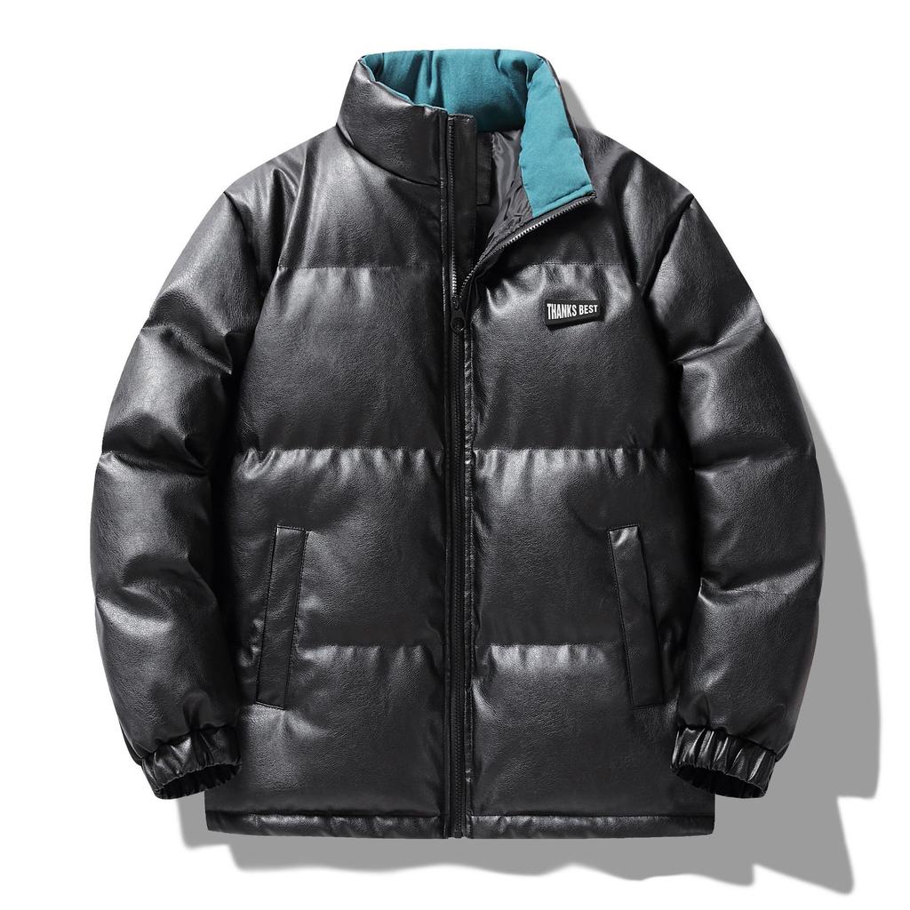 Men's Cotton Coat, Japanese Style Hong Kong Style Stand Collar, Thickened Winter Warm Jacket, Solid Color, Fashionable and Versatile Cotton Jacket