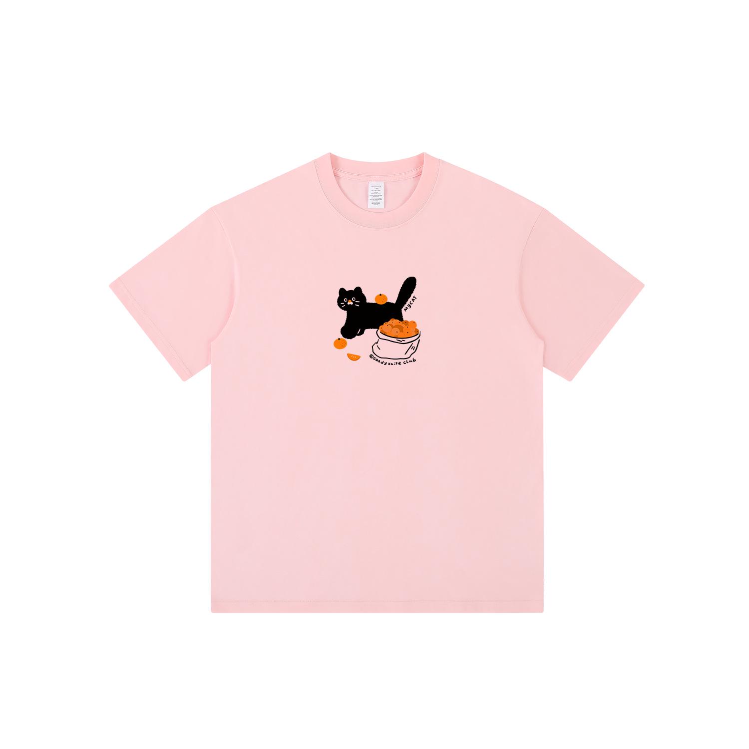 

Ретро футболка с коротким рукавом из хлопка с японским мультяшным котом для мужчин и женщин 2XL розовый