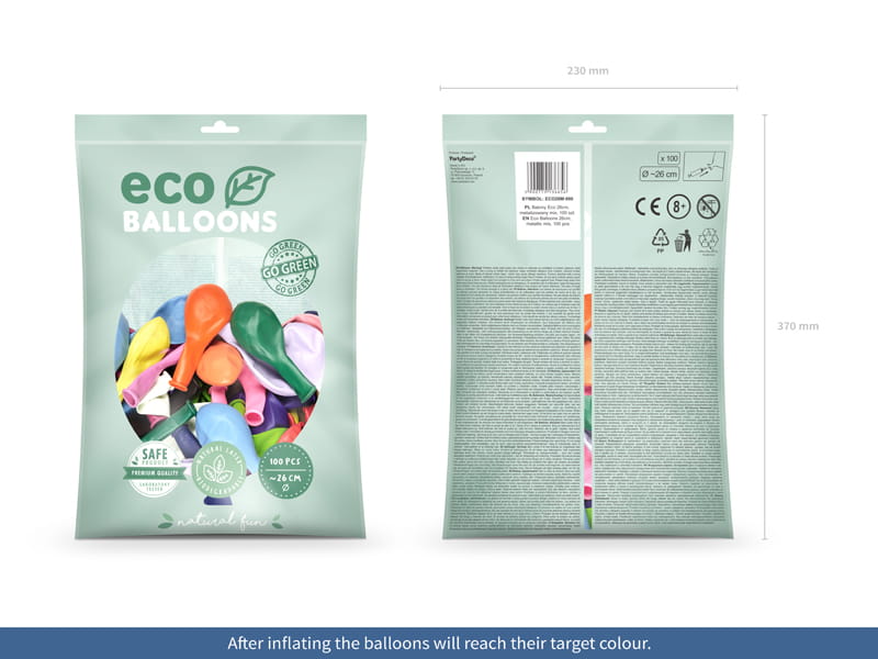 Partydeco Balony Eco 26Cm Metalizowane Mix Kolorów  100 Szt