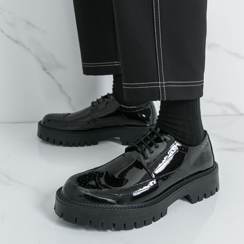 Fashion Suit Thick Soled Men's Leather Shoes Business Gentlemen Hot Selling Styles Work or Office Outdoor Street Trend Lace Up Shoes