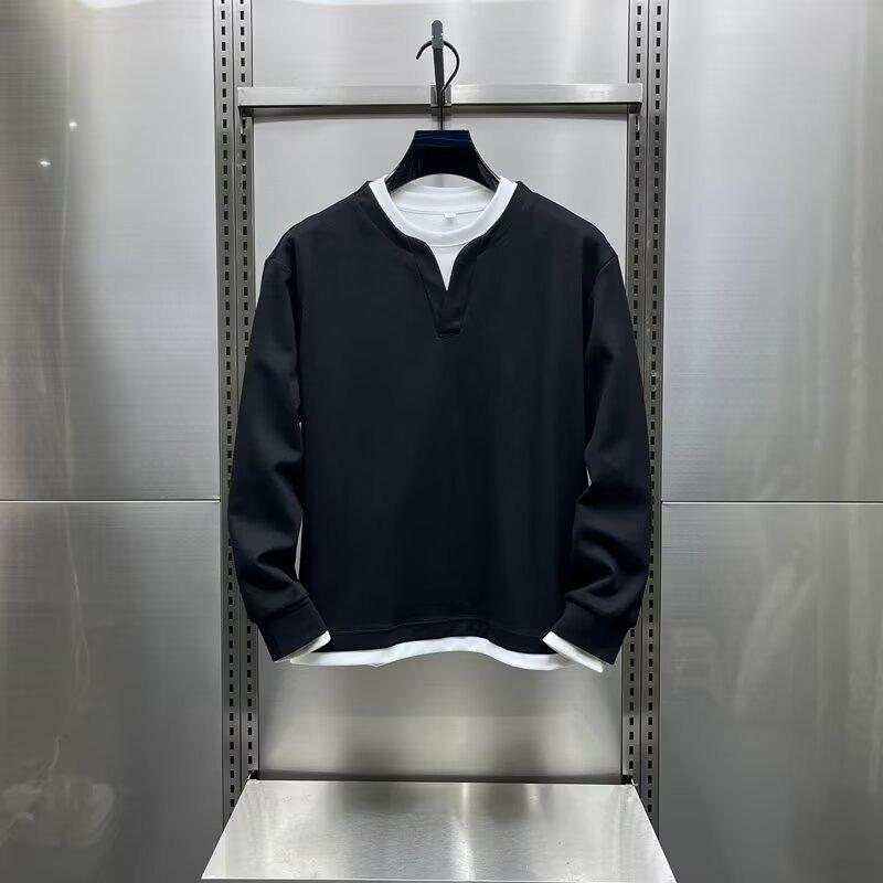 

Мужской модный двухкомпонентный образ на осень/зиму - Повседневная свободная толстовка XXL чёрный