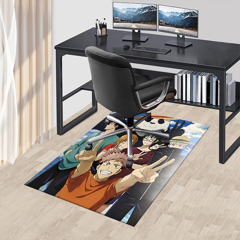 1pc Panda and Friends Chair Mat - Anime Cartoon Design, Non-Slip Carpet for Office Chairs, Suitable for All Seasons, Perfect Gift for Anime Lovers.U09 60cm by 90cm