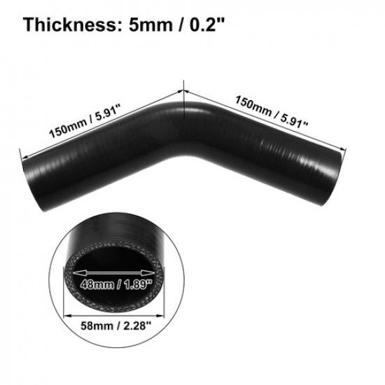 48mm 189" ID 45 Degree Elbow Reducer Hose Pipe Bend Turbo Water Intercooler
