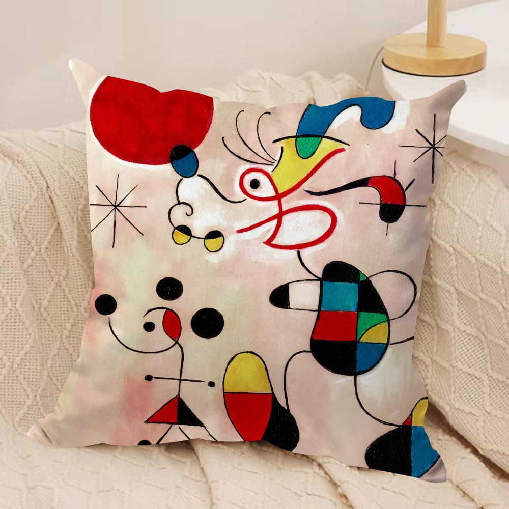 JJoan MMiros Painting Cushion Cover Soft Plush Fabric DoubleSided Printed Sofa Cushion Cover for All Seasons Home Decor Gift