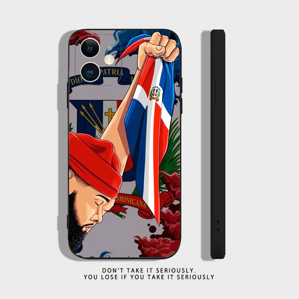 Dominican Republic Flag For iPhone 17,16,15,14,13,12,11,Pro,X,XS,Max,XR,Plus,Mini Soft Silicone Phone Case Black Shockproof TPU