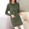 Version Loose-Fit Medium-Length Knit Base Layer Top Women's Pullover Sweater Skirt Fleece-Lined Thickened