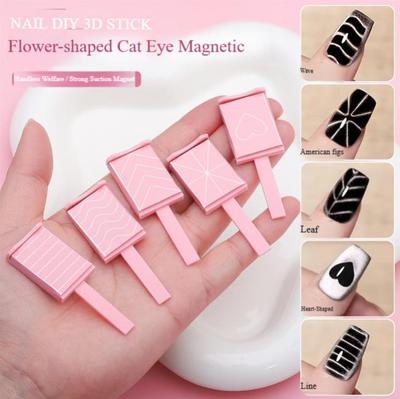 5 PEZZI Gatto Francese Magnetico 3D Effetto Striscia Lineare Magnete Bastoncino Tavola Magnetica Smalto Gel Magnetico VERNICE Magica Nail Art Strumenti Fai da Te Manicure