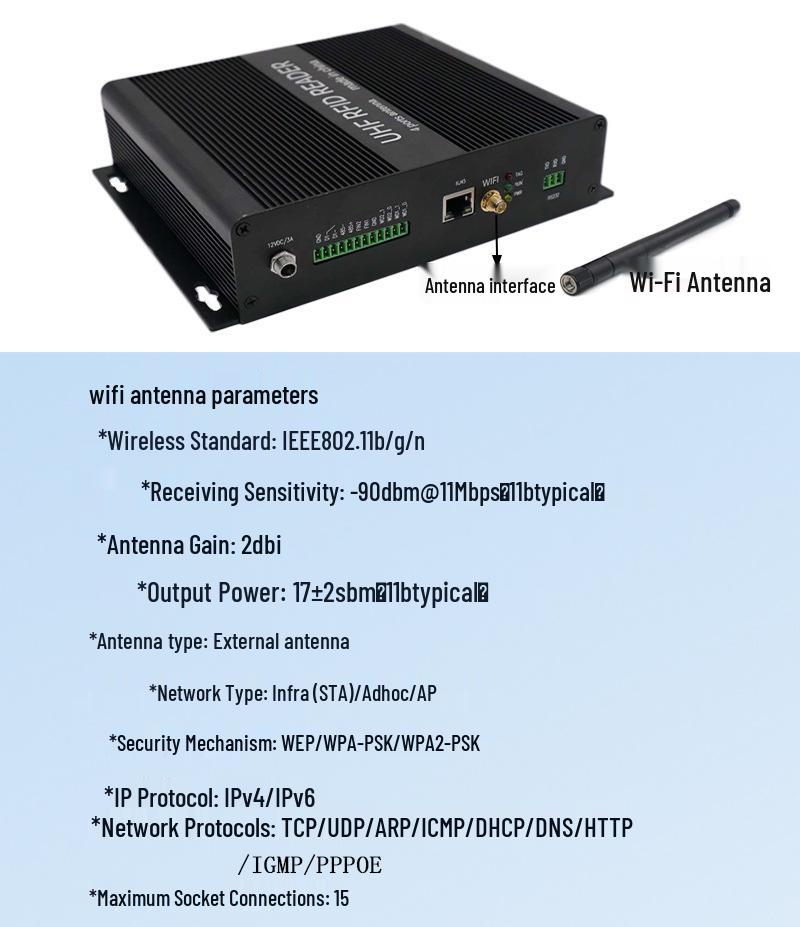 UHF RFID Reader/Writer with WiFi, 4-Channel Multi-Tag Passive RF Reader