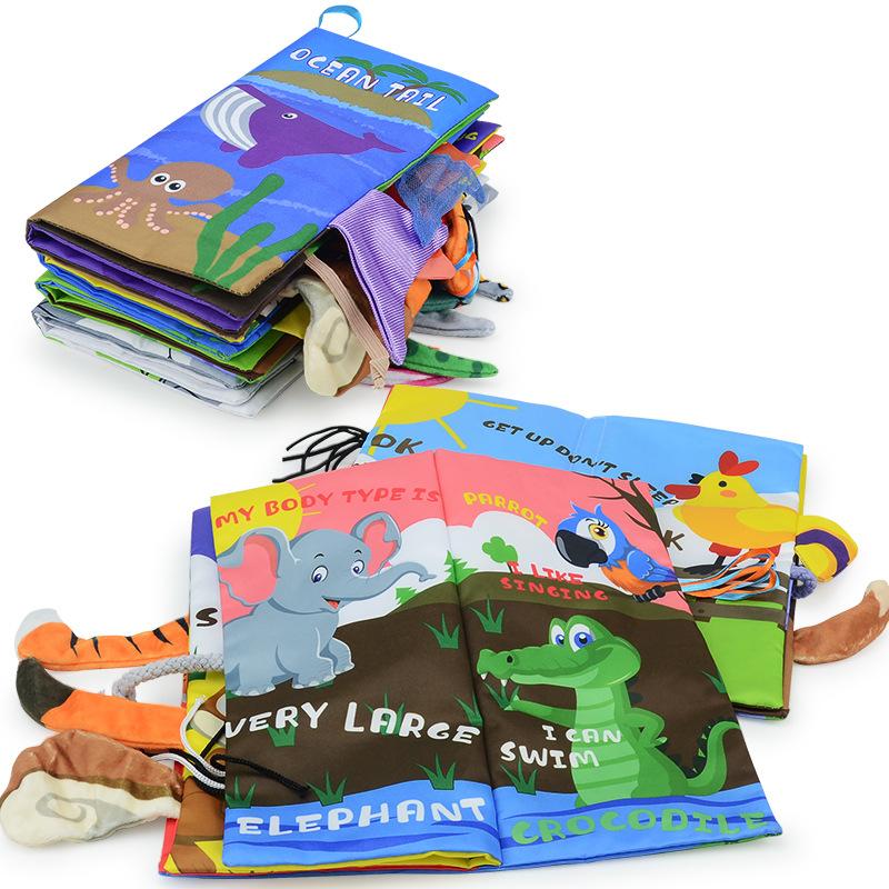 Baby Three-Dimensional Cloth Book 0-3 Years Old Infant And Child Toys Can'T Be Torn, Early Education Jungle Animal Tail Cloth Book