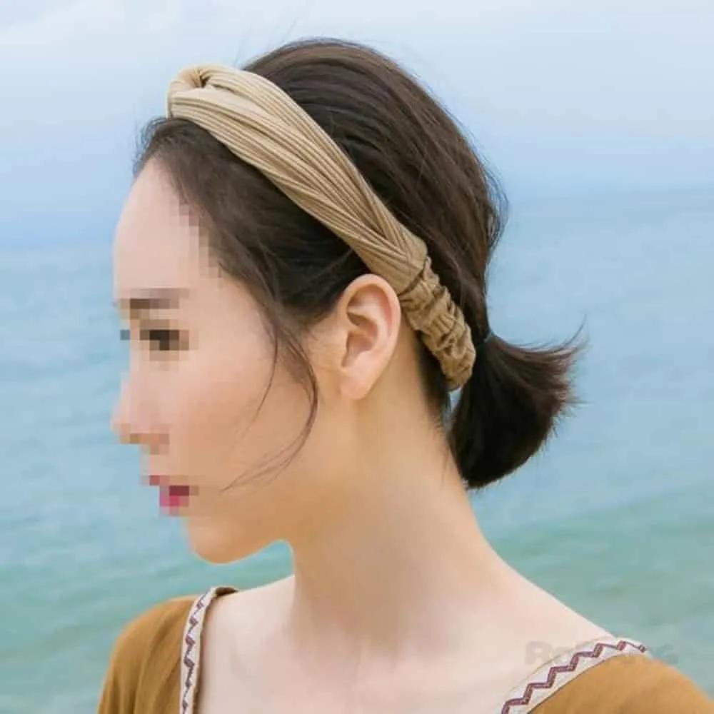 Living Plus Premium Hairband, Bandana Headband, Face Wash Headband, Hairband Gray Cotton Ribbed Hairband
