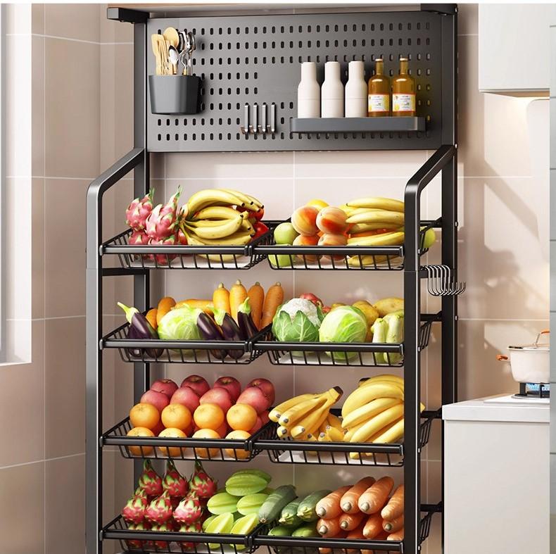 Kitchen Fruit and Vegetable Storage Basket Floor Multi-layer Microwave Storage Shelf Storage and Arrangement