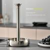 Simpletome Kitchen Paper Holder, Tabletop, One-Hand Tear, Rolled-Up Storage, Weighted Base (304 Brushed Silver)