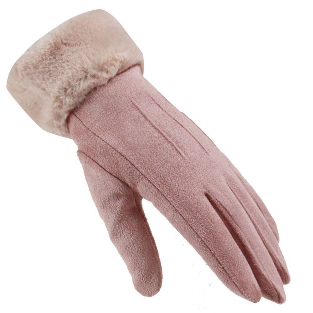 

Перчатки Осень Зима Уличный Спорт Пушистые Теплые Варежки Полные Пальцы Варежки Женские Перчатки Толстый Плюш розовый