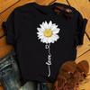 New Fashion Women Black T Shirt Friends Gift Flower Love Print Cute Tee Shirt Female Harajuku Tops Woman Short Sleeve T -Shirts
