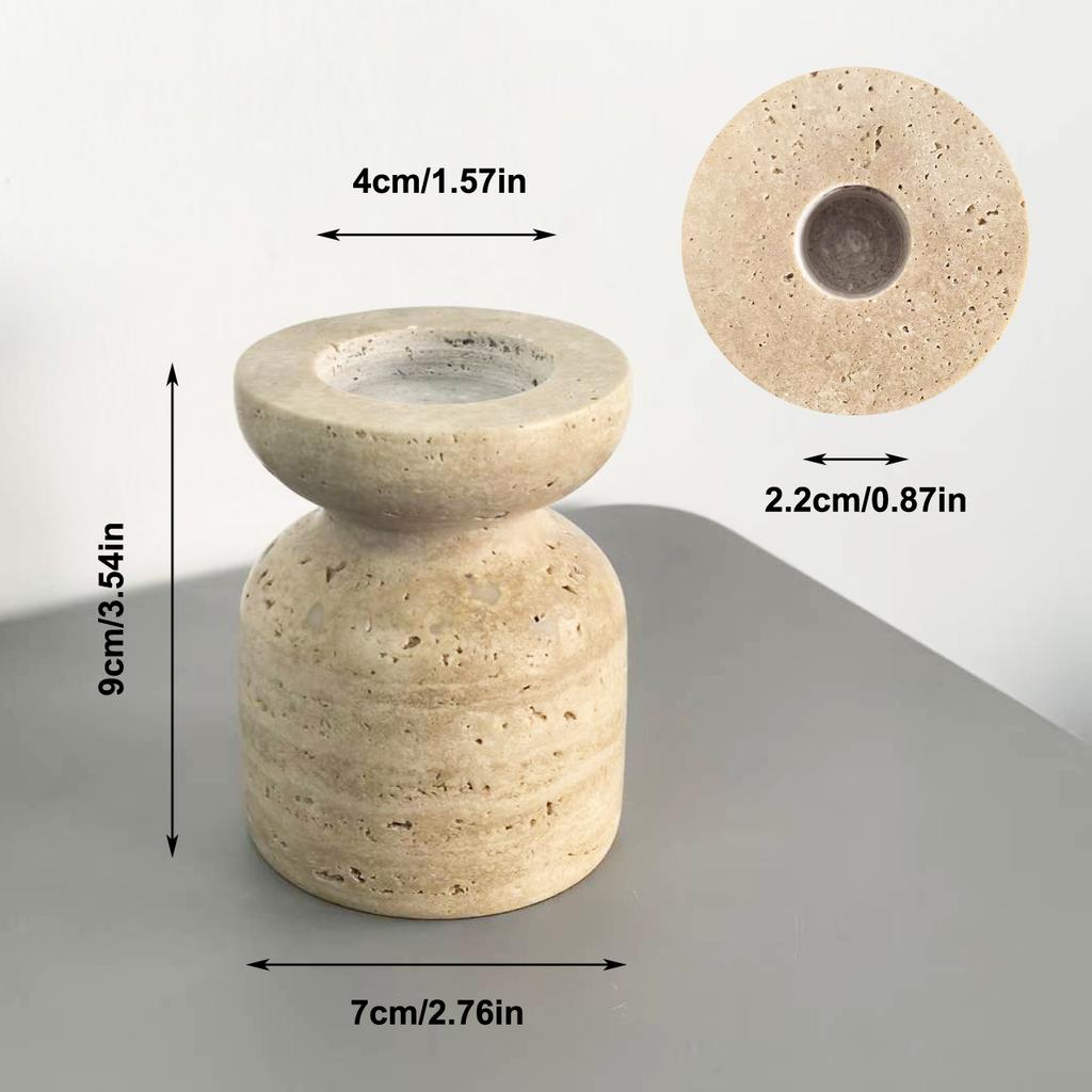 New Natural Marble Travertine Candle Holder Double-sided Design Home Decor Desktop Aromatherapy Stand Christmas Handmade Durable