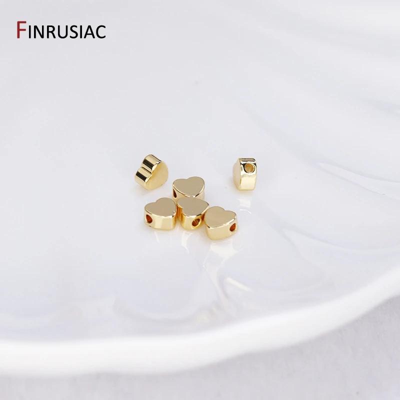 Trendy Gold Plated Brass Heart Beads Spacer Beads For DIY Handmade Bracelet Necklace Making Accessories Wholesale