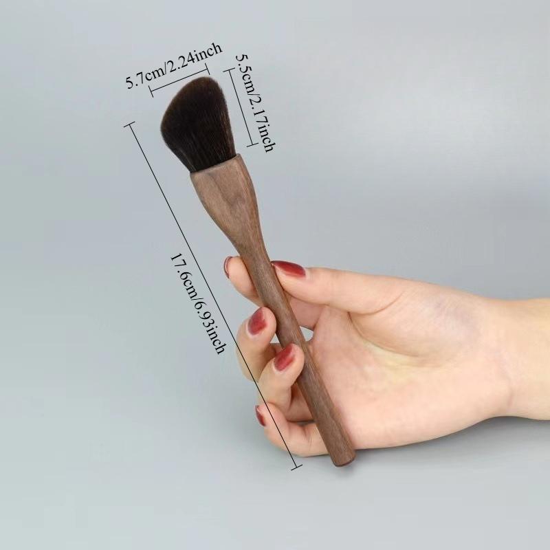 Pensulă de Machiaj Super Moale cu Mâner de Lemn Vintage, Nuc de Înaltă Calitate, Pudră Liberă, Fard de Obraz, Fond de Ten, Pensulă de Contur