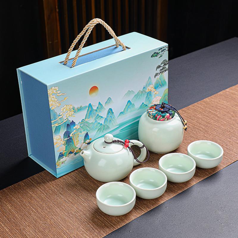 Ceramic Kung Fu Tea Set Company Opening Annual Meeting Souvenir Business Gift Printing