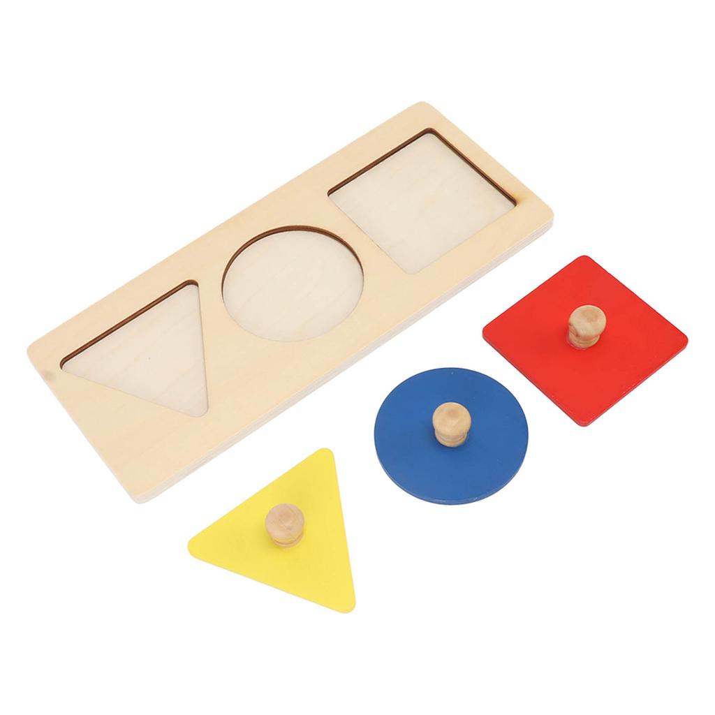 Baby Kleinkinder 3 Farben Drehknopf Puzzle Spielzeug Heimparty Lustiges Holz Geometrische Form Puzzle Pädagogisch