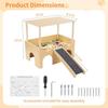 Large Wooden Guinea Pig Hideout, 2-Tier House with Non-Slip Stairs & Cushioned Pads