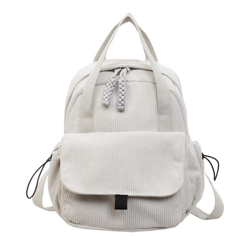 Schoolbag Corduroy Backpack Female Portable College Student School Bag Female Light Niche Versatile Commuter Leisure Travel Backpack Female
