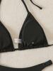 1011 Triangle Cup Bikini European and American Suit Swimsuit Solid Color Three-point Bikini Neck Tether Two-piece Set