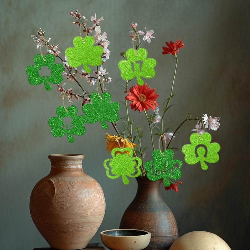 St Patricks Day Shamrock Decoration Hangtag Lucky Shamrock Pendant Irish Festival Party Ornaments Set Of 8 Office Home Decor