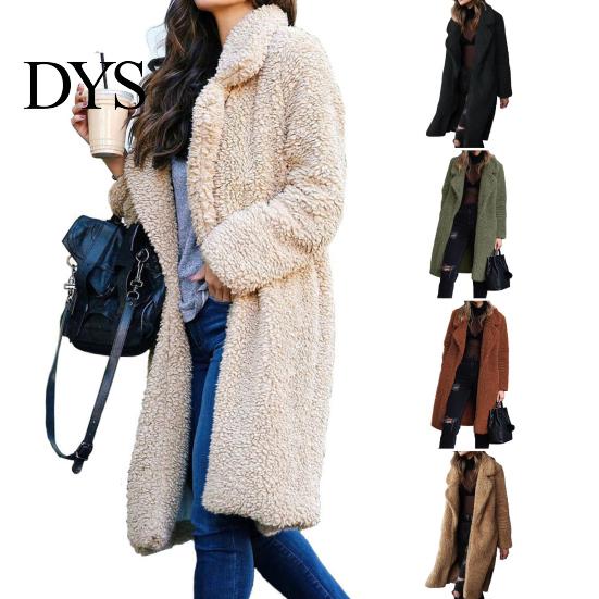 Casual Style Women Outerwear Winter Jacket Double-sided Fleece Turn-down Collar Long Sleeves Knee Everyday Length Keep Warm Cozy Overcoat Outdoor