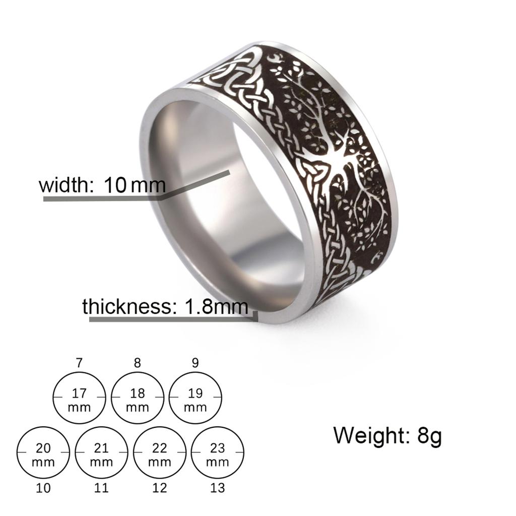 Punk Baum des Lebens Ring Edelstahl Vintage Wikinger Keltisches Knotenmuster Schmuck für Damen Herren Gothic Party Geschenk