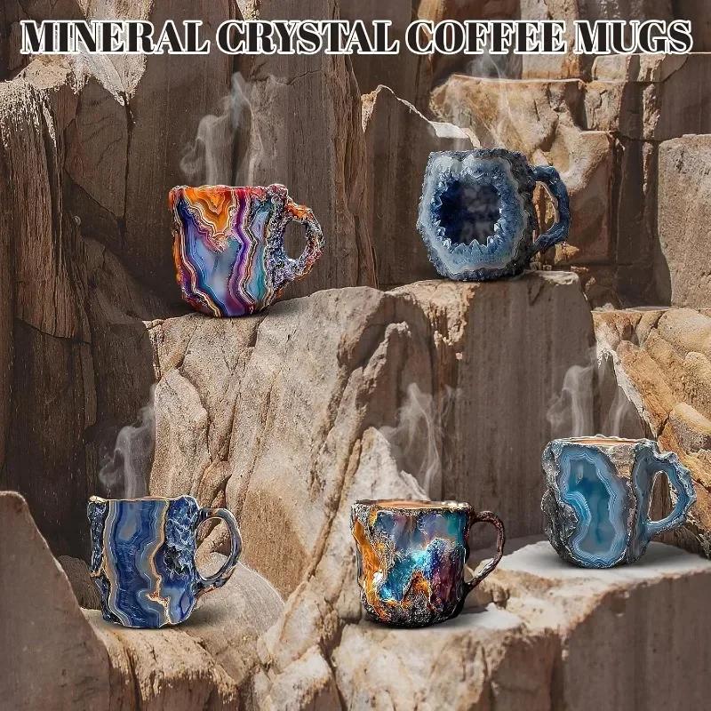 400ML Pohár na vodu Křišťálová pryskyřice Šálek na kávu Elegantní Luxusní Minerální Velkoobjemový Nádobí na nápoje Čajový šálek Pryskyřicový dárek Domácí potřeby