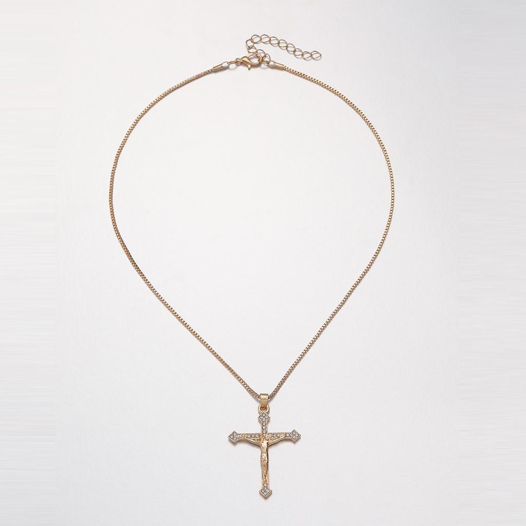 European and American Jewelry, Simple Ins Cross Pendant Necklace, Personalized Niche Design Sense, Diamond-encrusted Collarbone Chain for Women