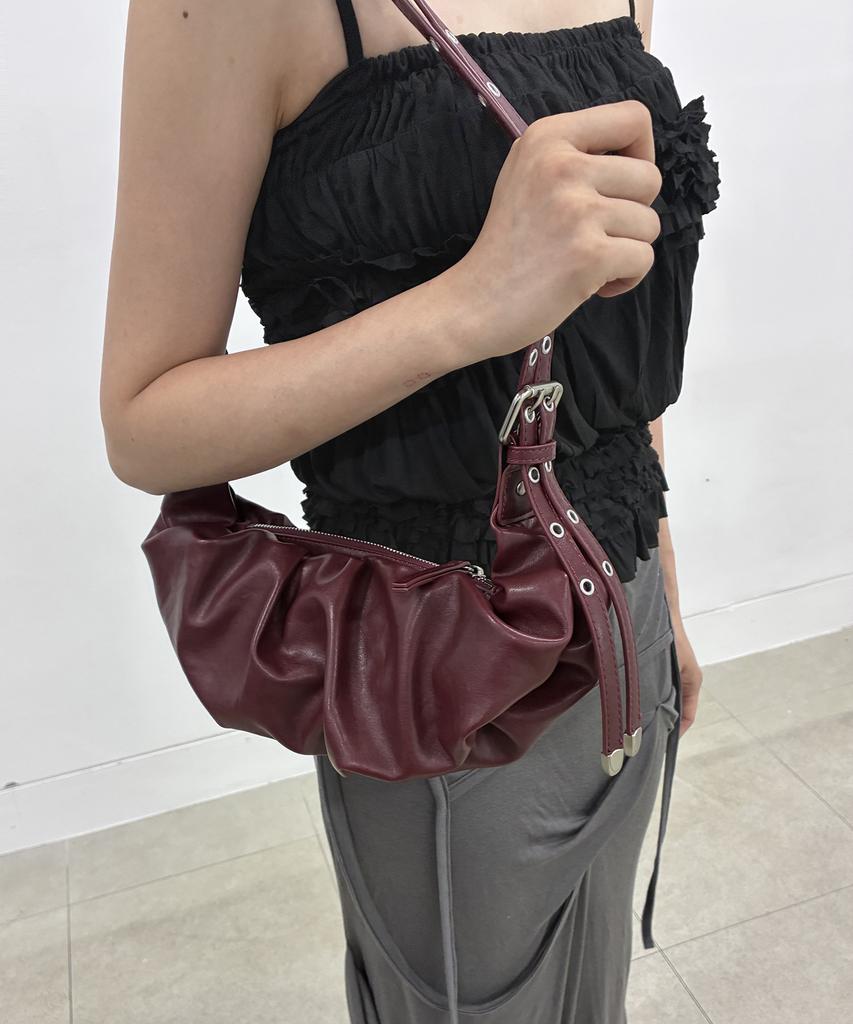Flareup Draped Leather Bag (Fl-745_Burgundy)