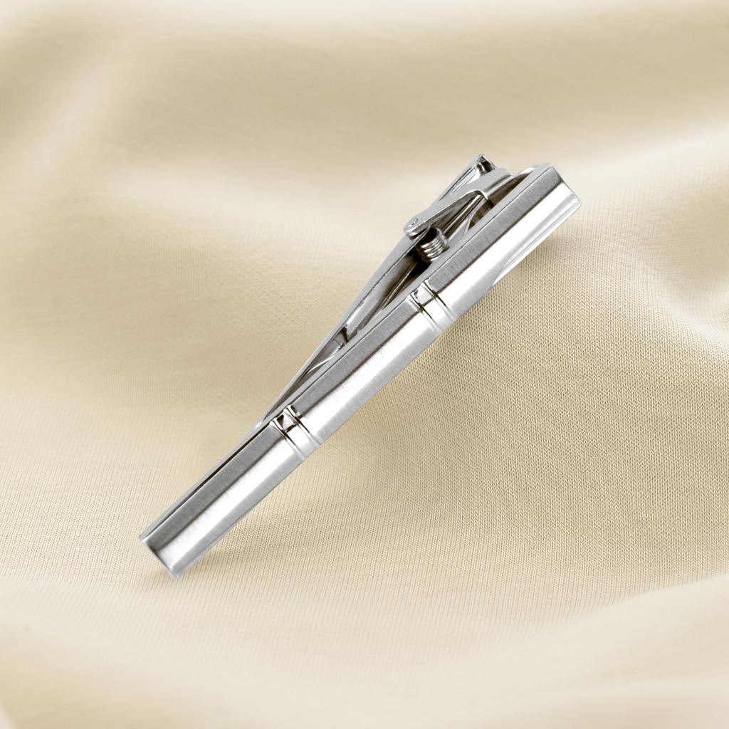 Dai Li Men'S Silver Tie Clip Set Business Dress Tie Clip Black Simple Tie Clip Fast Sale