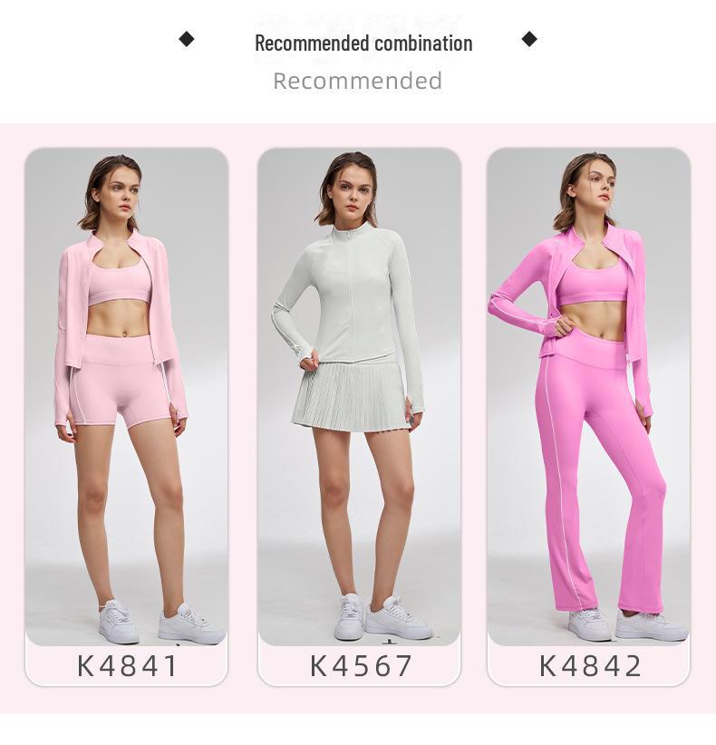 Damen Slim Fit Langarm Yoga Jacke mit Reißverschluss – Atmungsaktives Sonnenschutz Fitness Oberteil