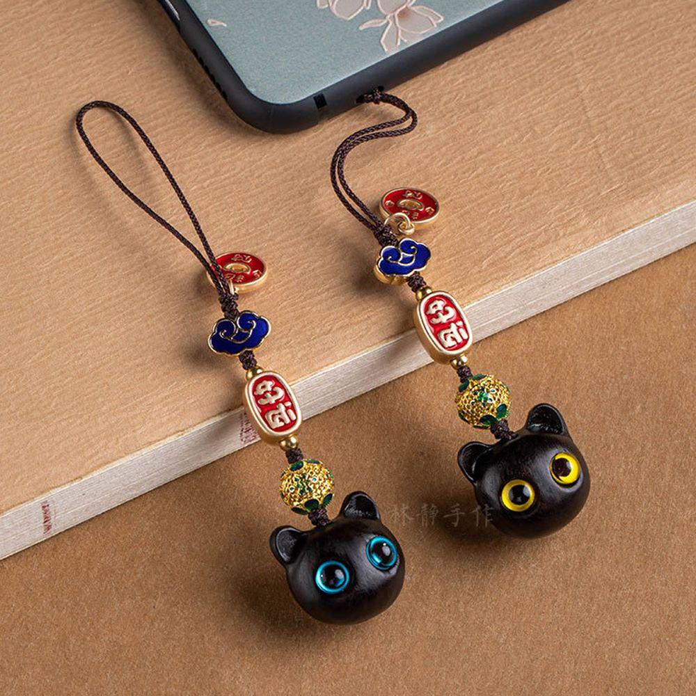 Style Cat Pendant Keychain Components Sandalwood KeyChains Jewelry Findings Wood Car Keyring