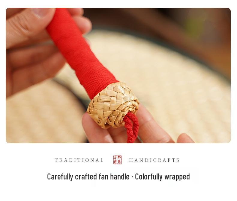 Hand-woven Embroidered Palm Leaf Fan - Baby Mosquito Repellent, Traditional Design