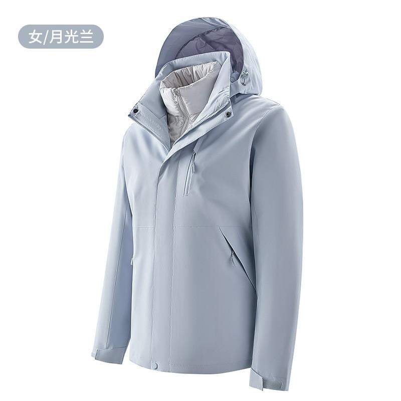 2026 3-in-1 Detachable Winter Ski Jacket With Down Insulation Men Women Waterproof Hooded Outdoor Shell